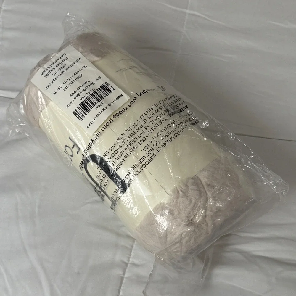 UnHide Lil Marsh Blanket Faux Fur Beigebear Beige 50